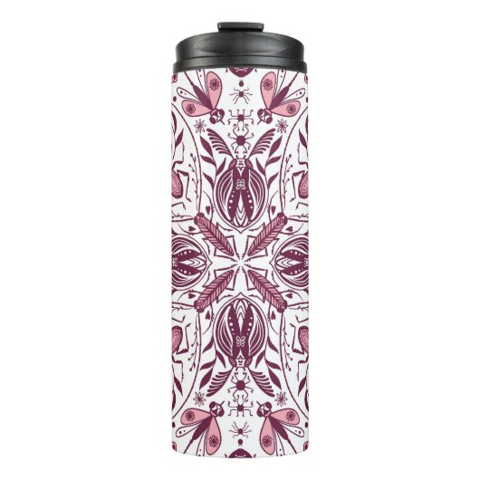 Bugs, donkere magenta en roze op wit thermosbeker (Voorkant)