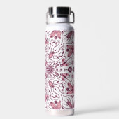 Bugs, donkere magenta en roze op wit waterfles (Achterkant)