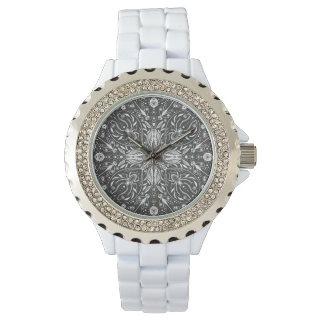 Bugs, gebroken wit op zwart horloge (Voorkant)