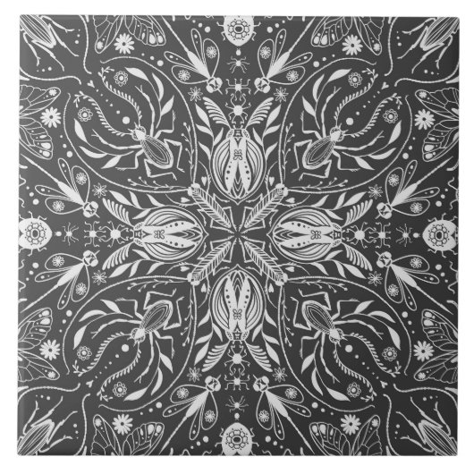 Bugs, gebroken wit op zwart tegeltje (Voorkant)