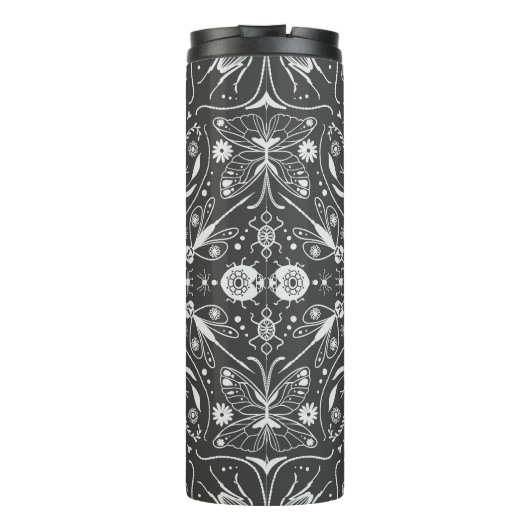 Bugs, gebroken wit op zwart thermosbeker (Achterkant)