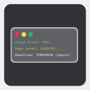 Bugs Gevonden: 404 Grappige programmeur laptop sti Vierkante Sticker