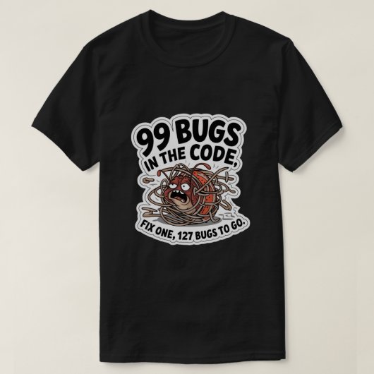 Bugs in de code Grappige programmeur T-shirt (Design voorkant)