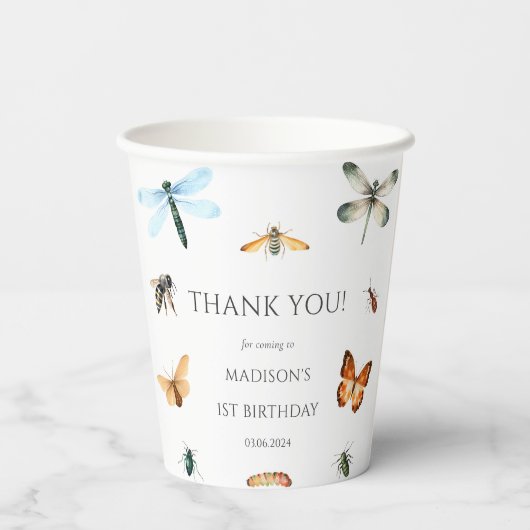Bugs & Insecten verjaardagsfeestje Papieren Bekers (Achterkant)