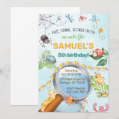 Bugs, insecten verjaardagsuitnodiging, buzz kruipt kaart (Voorkant / Achterkant)