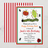 Bugs Insects Ladybugs Ants Birthday Invitations Kaart (Voorkant / Achterkant)