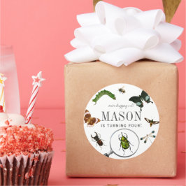 Bugs & Insects Vintage Boy Birthday Ronde Sticker