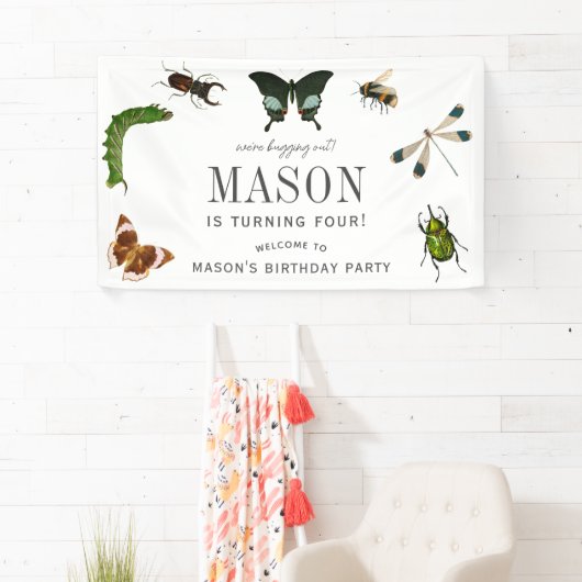 Bugs & Insects Vintage Boy Birthday Welcome Spandoek (Insitu)