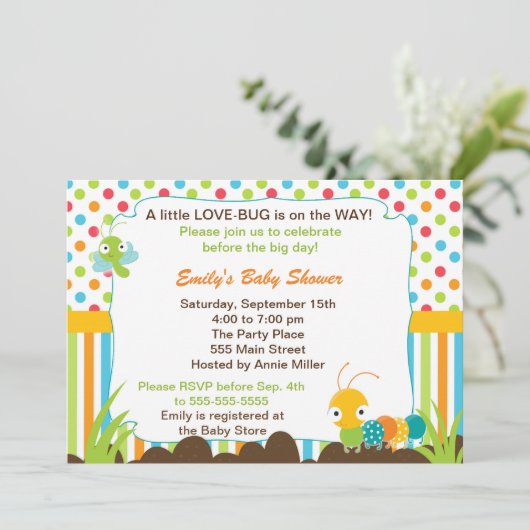 Bugs Invitation Unisex Baby shower Kaart (Staand voorkant)