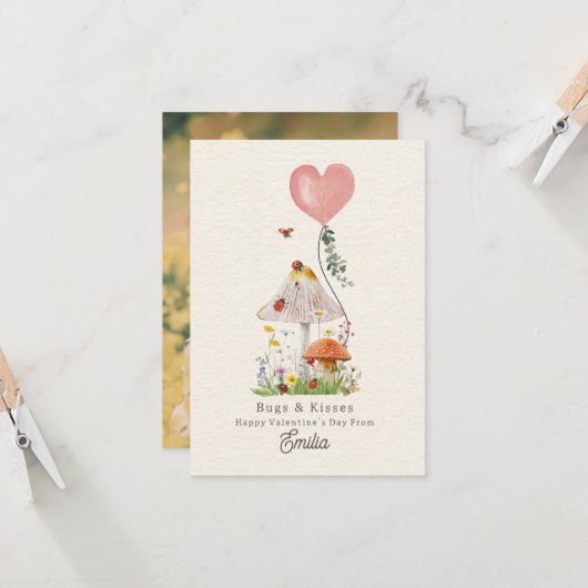 Bugs & Kisses Ladybug Classroom Valentijn Kaart (Voorkant / Achterkant in situ)