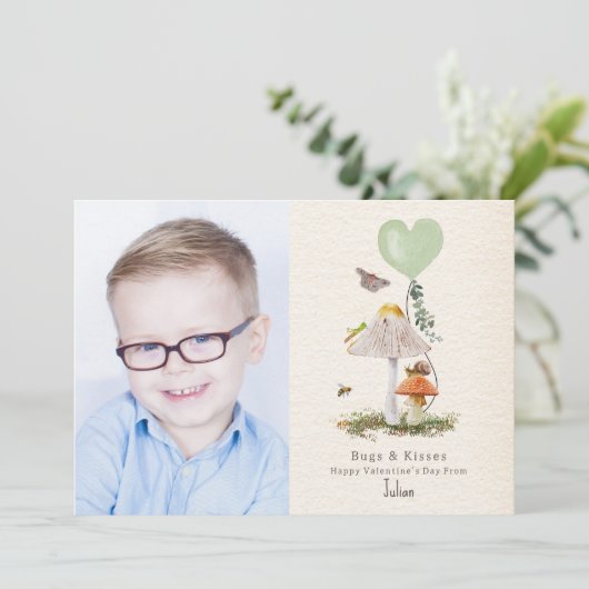 Bugs & Kisses Mushroom Classroom Valentijn Kaart (Staand voorkant)