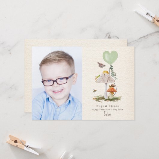 Bugs & Kisses Mushroom Classroom Valentijn Kaart (Voorkant / Achterkant in situ)
