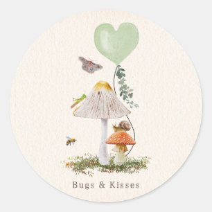 Bugs & Kisses Snail Mushroom Valentijn Ronde Sticker