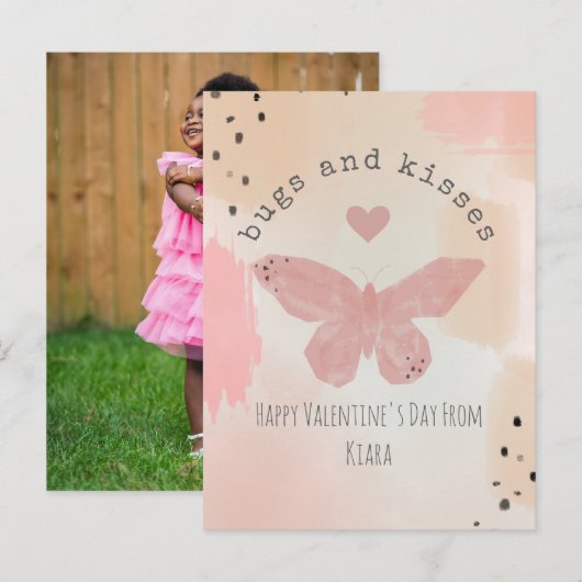 Bugs & Kisses Vlindervalentijnsklas Foto Briefkaart (Voorkant / Achterkant)