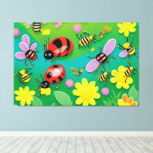Bugs 'n' Kleurrijke knuffels Canvas Afdruk (Insitu (Houten vloer))