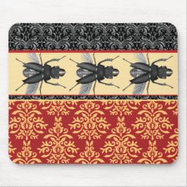 Bugs on Brocade - Elegant Damask, Creepy Beetle! Muismat