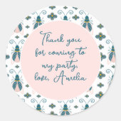 Bugs Pastel Pink Bloemenmeisje Birthday Hartelijk Ronde Sticker (Voorkant)