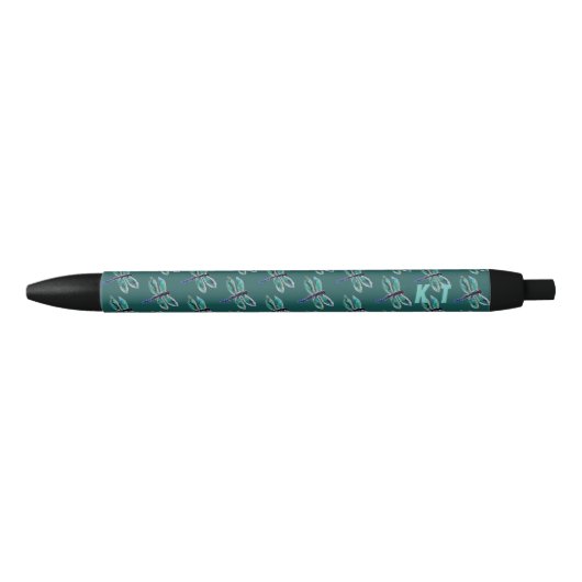 Bugs Turquoise Dragonflies geparafeerd Zwarte Inkt Pen (Voorkant)