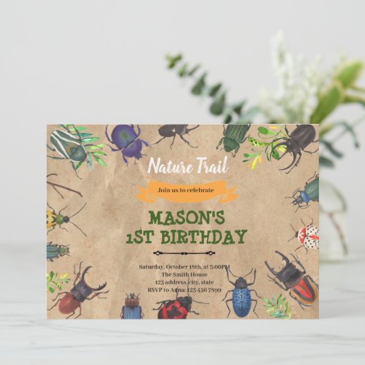  bugs-uitnodiging kaart (Staand voorkant)