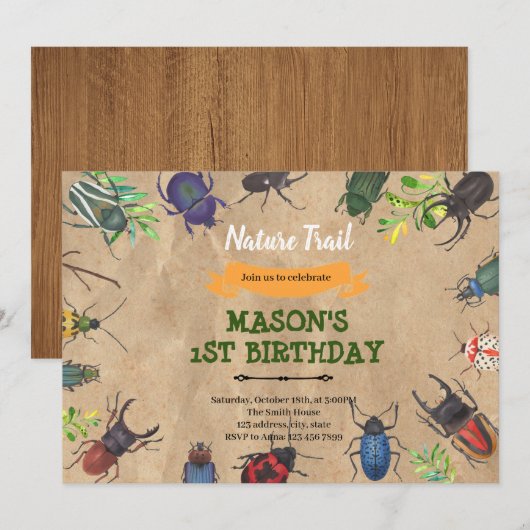 bugs-uitnodiging kaart (Voorkant / Achterkant)