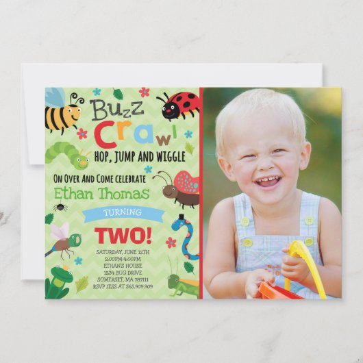 Bugs Verjaardag Uitnodiging Jongen Bugs Verjaardag (Voorkant)