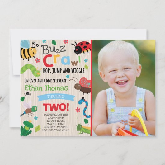 Bugs Verjaardag Uitnodiging Jongen Bugs Verjaardag (Voorkant)