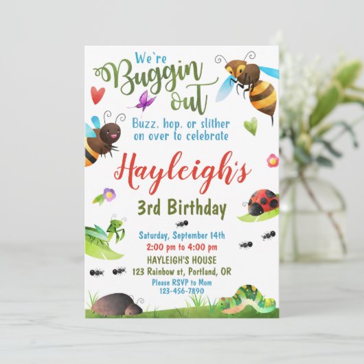 Bugs verjaardagsuitnodiging Gepubliceerd eerste ve Kaart (Staand voorkant)