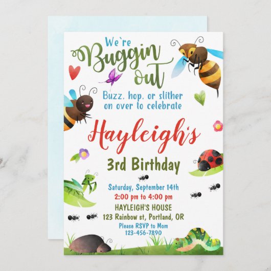 Bugs verjaardagsuitnodiging Gepubliceerd eerste ve Kaart (Voorkant / Achterkant)