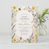 Bugs Vlinders en Wilde Bloem Baby Shower Kaart (Staand voorkant)