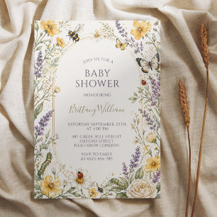 Bugs Vlinders en Wilde Bloem Baby Shower Kaart