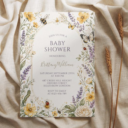 Bugs Vlinders en Wilde Bloem Baby Shower Kaart