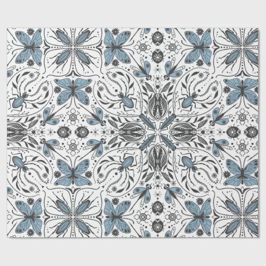 Bugs, zwart en blauw cadeaupapier (Vlak)