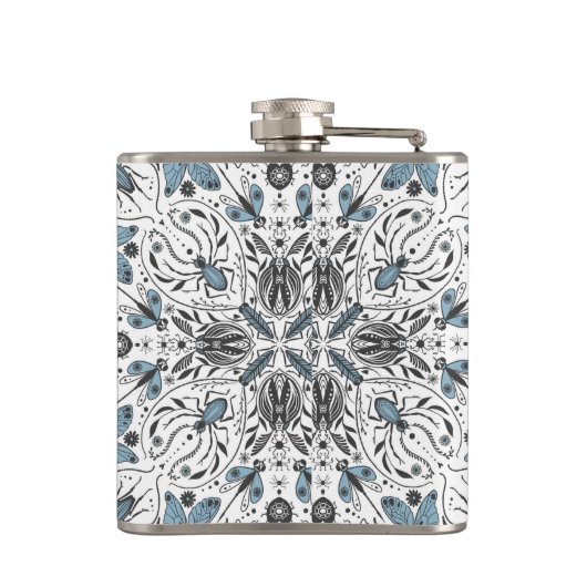 Bugs, zwart en blauw heupfles (Achterkant)