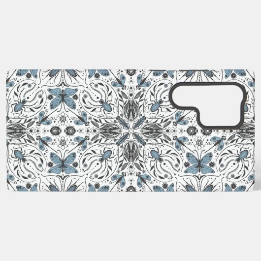 Bugs, zwart en blauw samsung galaxy hoesje (Achterkant horizontaal)