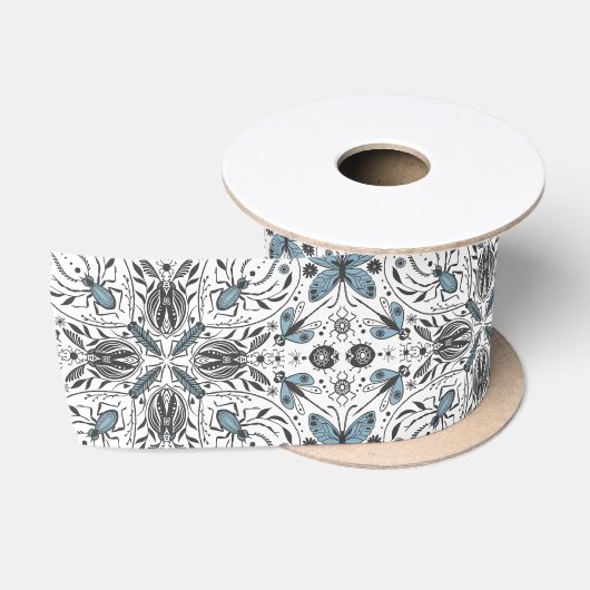 Bugs, zwart en blauw satijnen lint (Spoel)