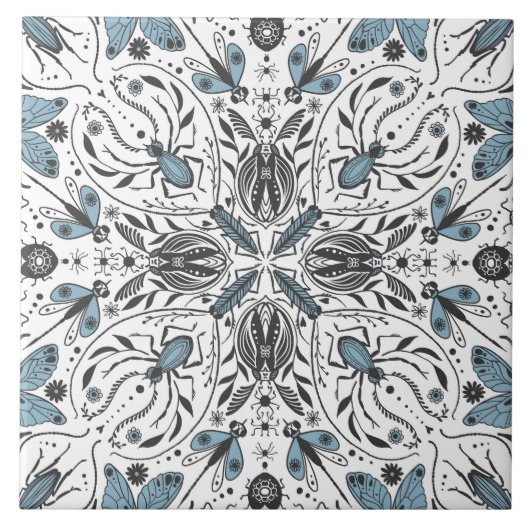 Bugs, zwart en blauw tegeltje (Voorkant)