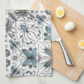 Bugs, zwart en blauw theedoek (Quarter Fold)