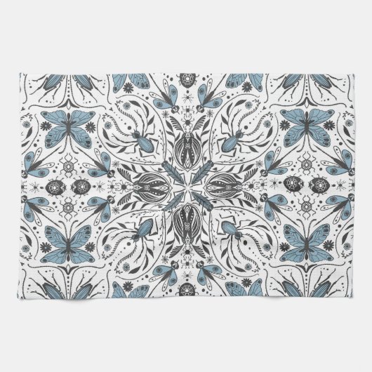 Bugs, zwart en blauw theedoek (Horizontaal)