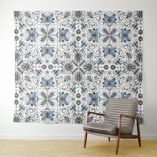 Bugs, zwart en blauw wandkleed (In Situ (horizontaal))