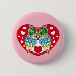 Búho colorido, amor ronde button 5,7 cm