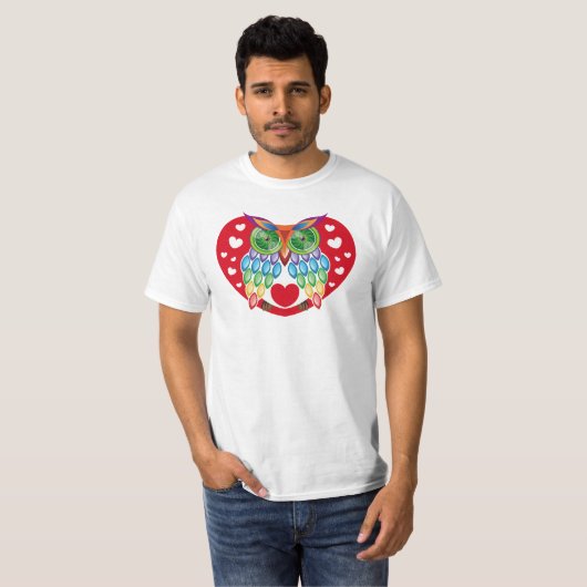 Búho colorido, amor t-shirt (Voorkant volledig)