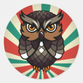 Búho De La Suerte Ronde Sticker (Voorkant)