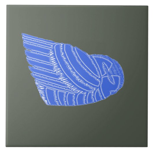 BUHO HELADO in BLAUW/EBONY tegel Tegeltje (Voorkant)