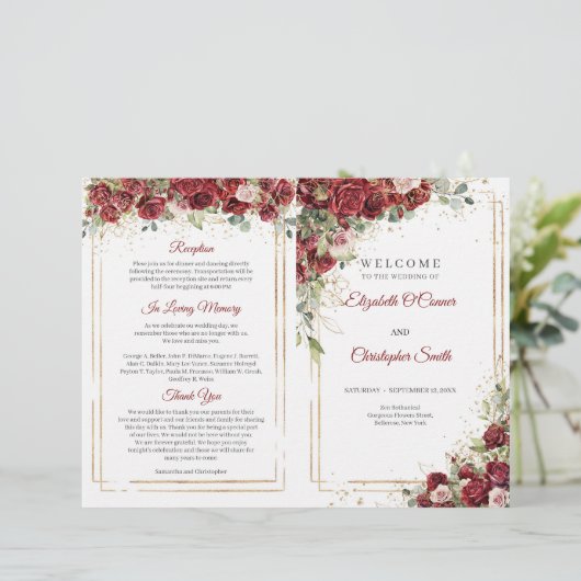 Buhu bordeaux en blozen rozen gevouwen programma (Staand voorkant)