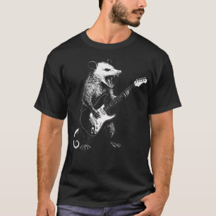 Buidelrat die Gitaar Speelt Grappig Dier Retro Git T-shirt