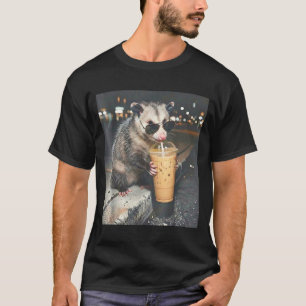 Buidelrat drinkt ijskoude koffie grappige dier mem t-shirt