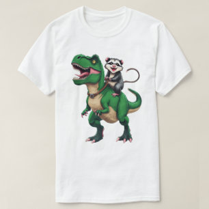 Buidelrat op T-Rex - Leuke buidelrat die op een di T-shirt