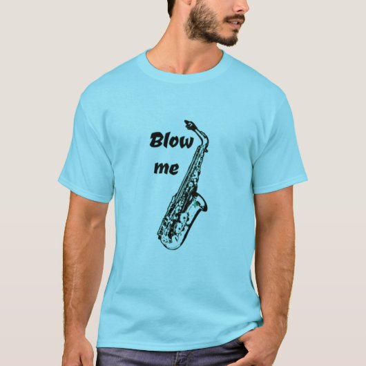 Buig me grappig saxofone tegen shirt muzikant humo (Voorkant)
