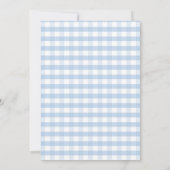 Buig ons kleine koekje Baby shower Blue Gingham Kaart (Achterkant)