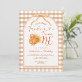 Buig onze kleine kalkoen wordt één 1e verjaardag kaart (Staand voorkant)